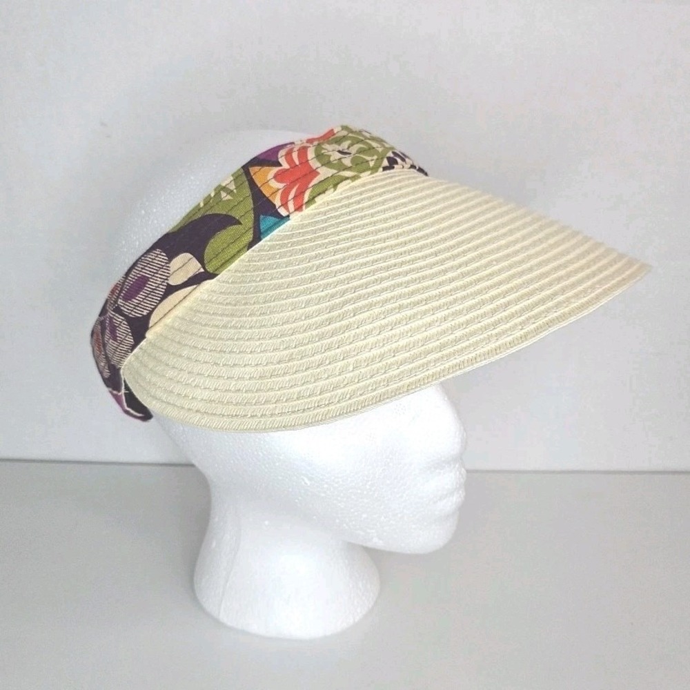 Vera Bradley Summer Floral Pattern Purple Green‎ Beige  Visor Sun Hat Women's